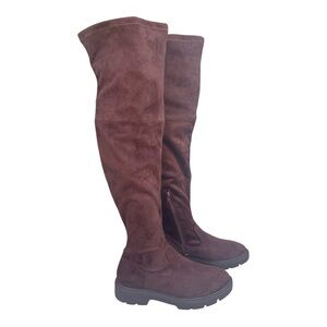 American Eagle Outfitters Faux Suede Dark Brown Over-the-Knee Boots Sz 8.5